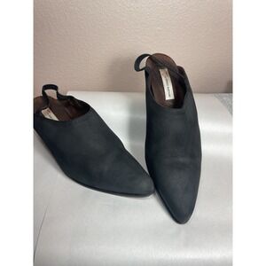 Guess Marciano Black Leather Mule Heels Pointed Toe Slingback Kitten Heel 10